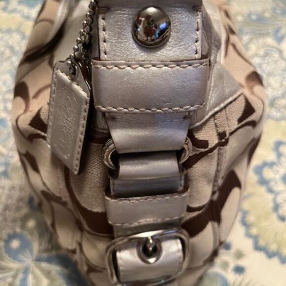 Coach Signature Jacquard Hobo in Brown and Silver - Picture 2 of 11